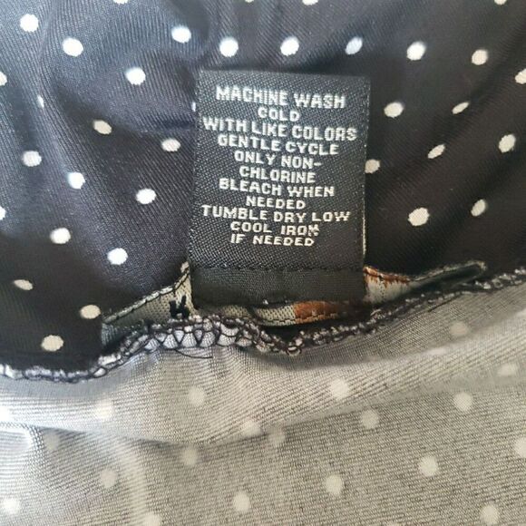 Women Size XL Strapless Dress Black White Polka Dot Midi Rockabilly Robert Lewis - Picture 5 of 7